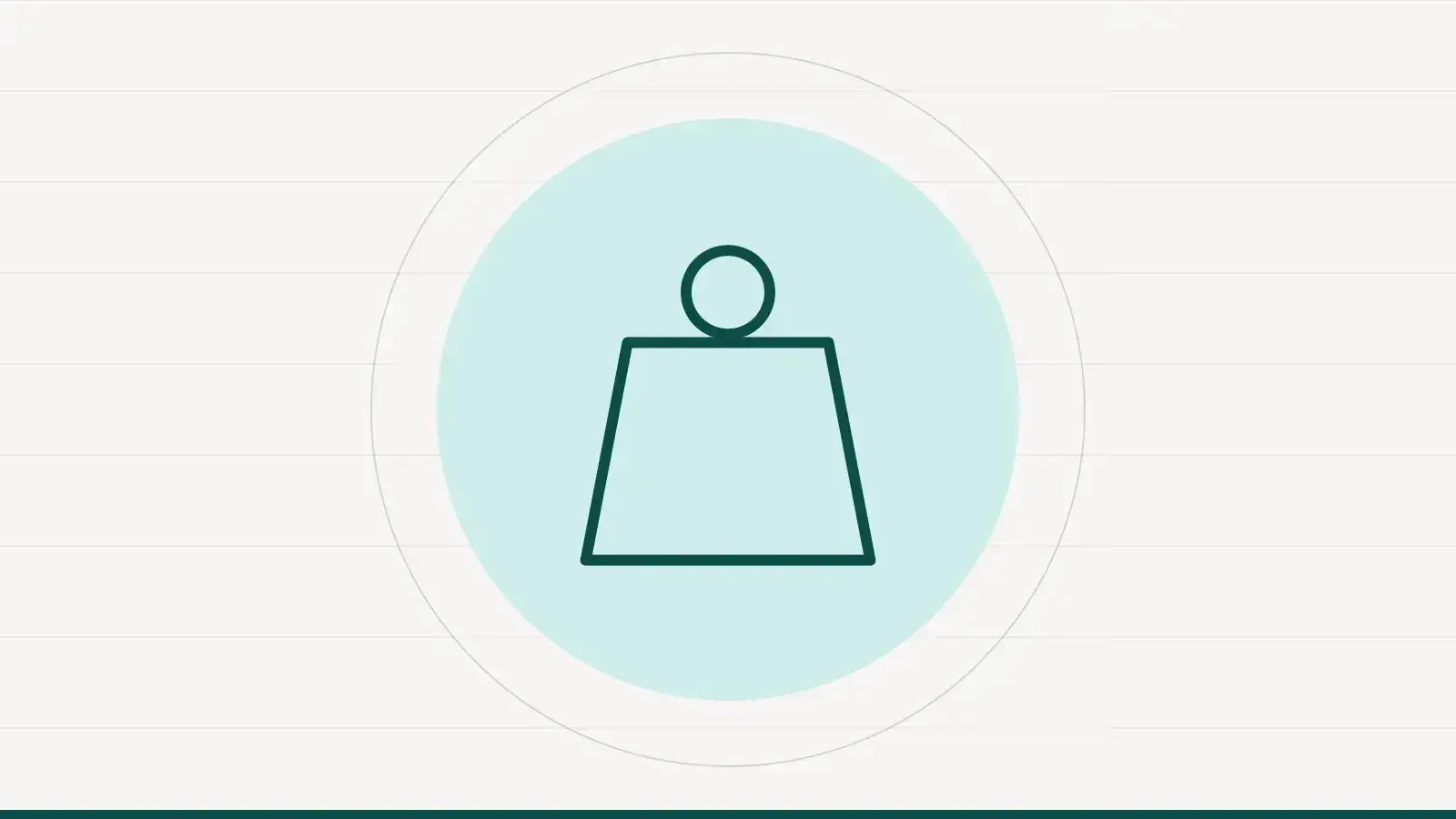 Pictogramme d'un poids de fonte au trait, posé sur un disque vert d'eau