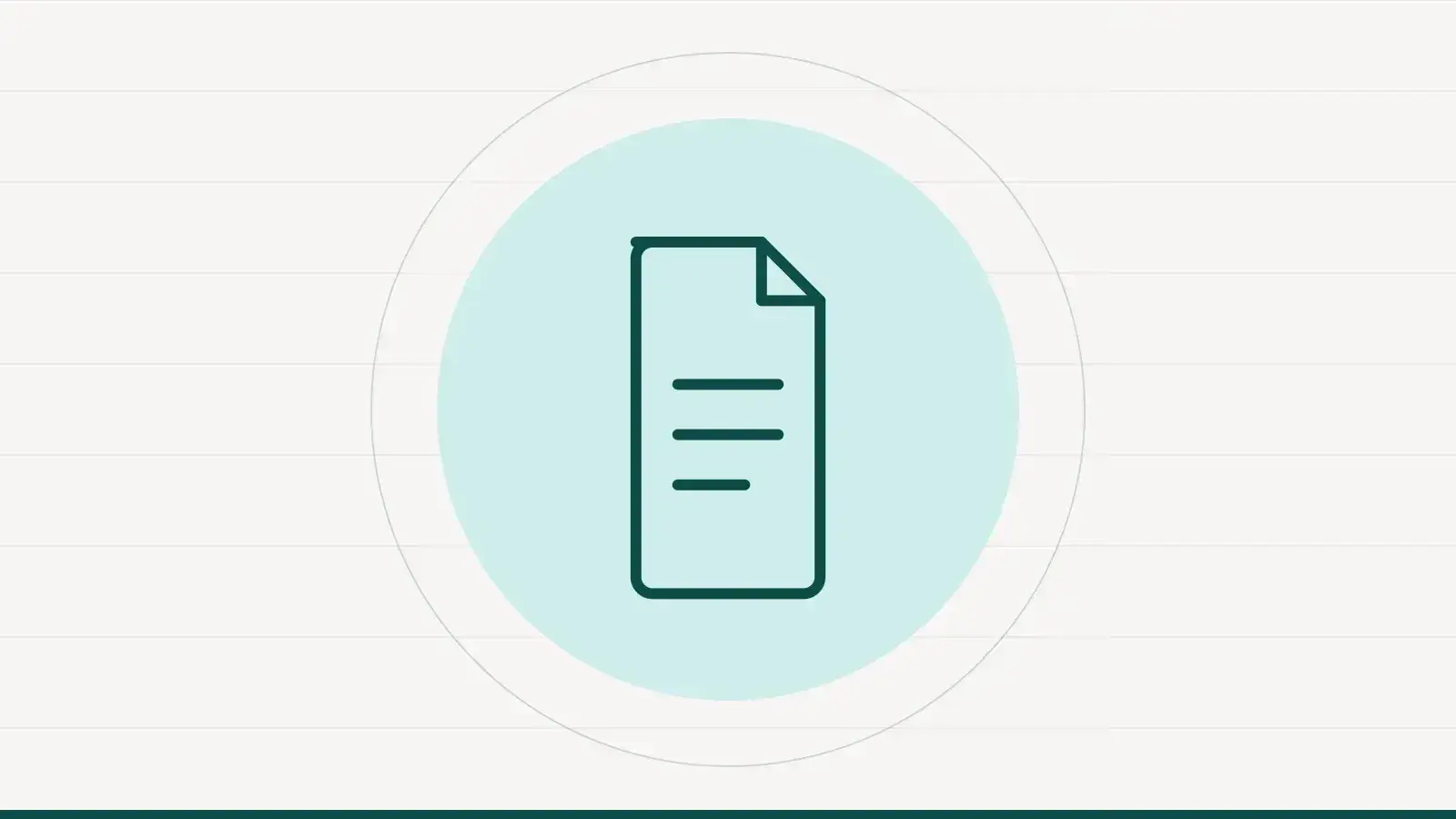 Pictogramme d'un document à lignes au trait, posé sur un disque vert d'eau