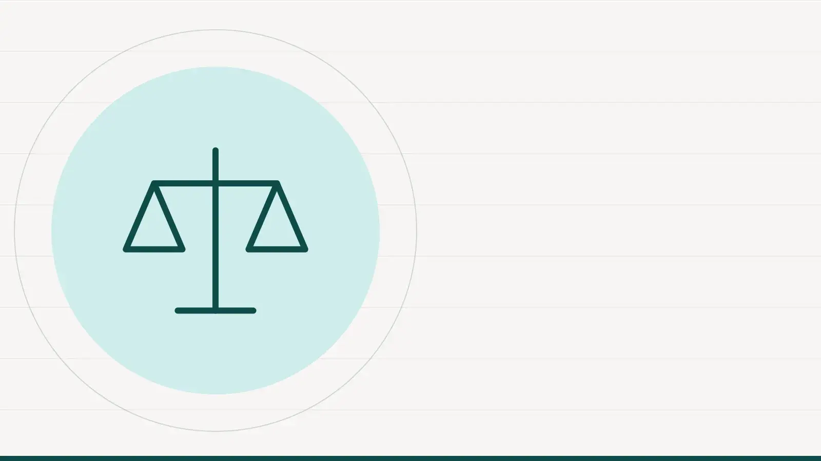 Pictogramme d'une balance à deux plateaux au trait, posé sur un disque vert d'eau