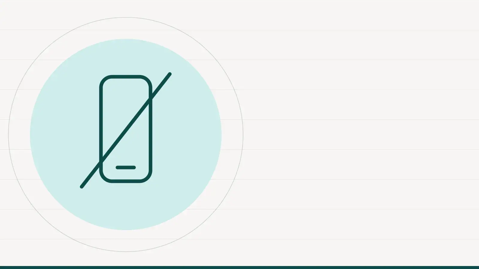 Pictogramme d'un téléphone barré au trait, posé sur un disque vert d'eau
