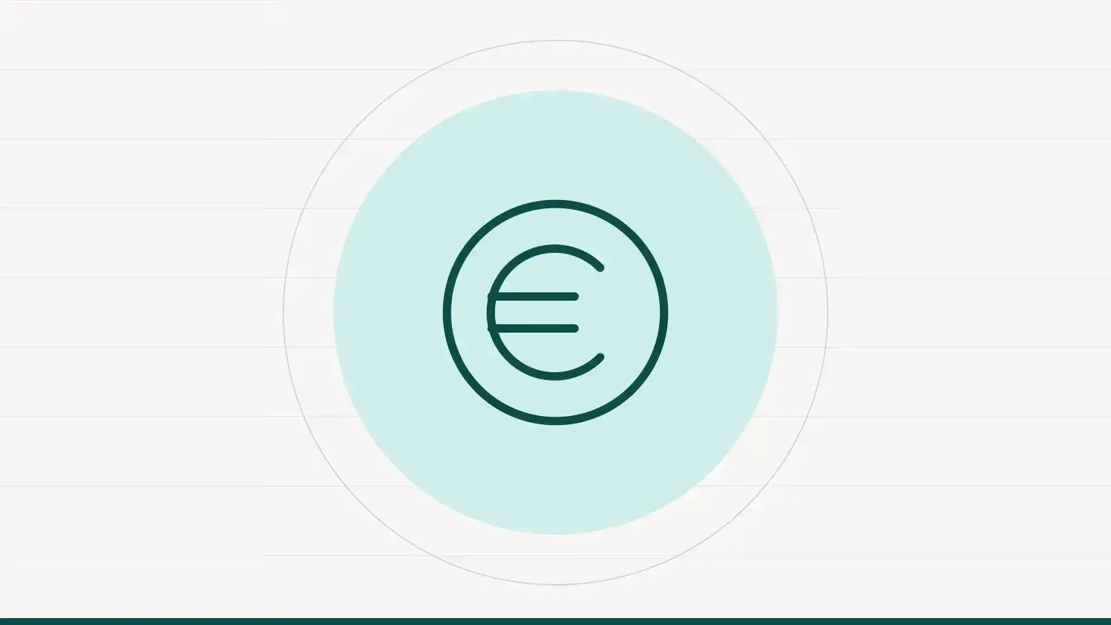 Pictogramme d'un symbole euro cerclé au trait, posé sur un disque vert d'eau