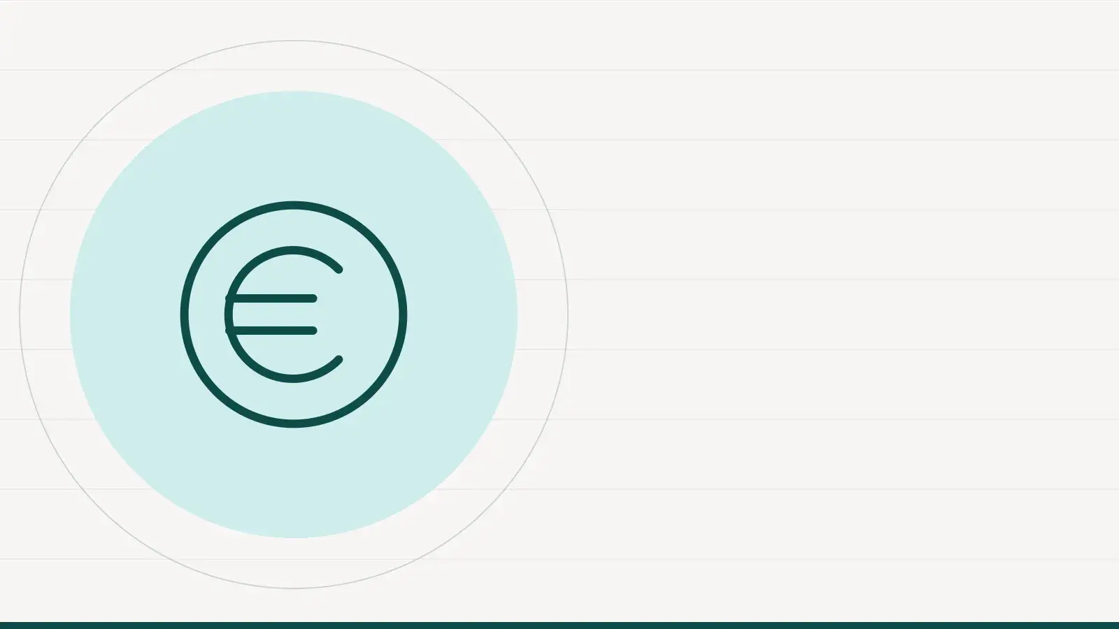 Pictogramme d'un symbole euro cerclé au trait, posé sur un disque vert d'eau