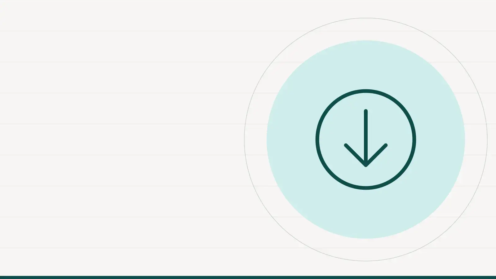 Pictogramme d'une flèche descendante cerclée au trait, posé sur un disque vert d'eau