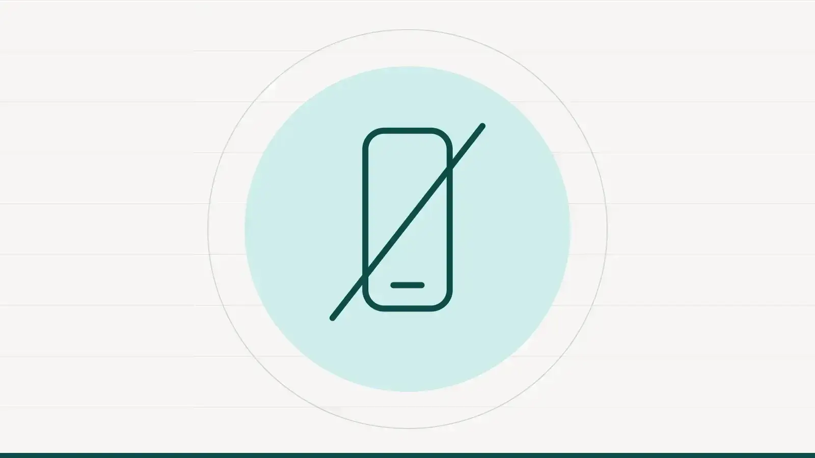 Pictogramme d'un téléphone barré au trait, posé sur un disque vert d'eau