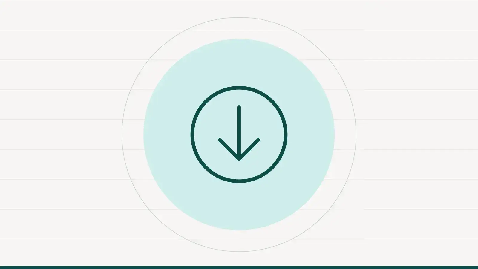 Pictogramme d'une flèche descendante cerclée au trait, posé sur un disque vert d'eau