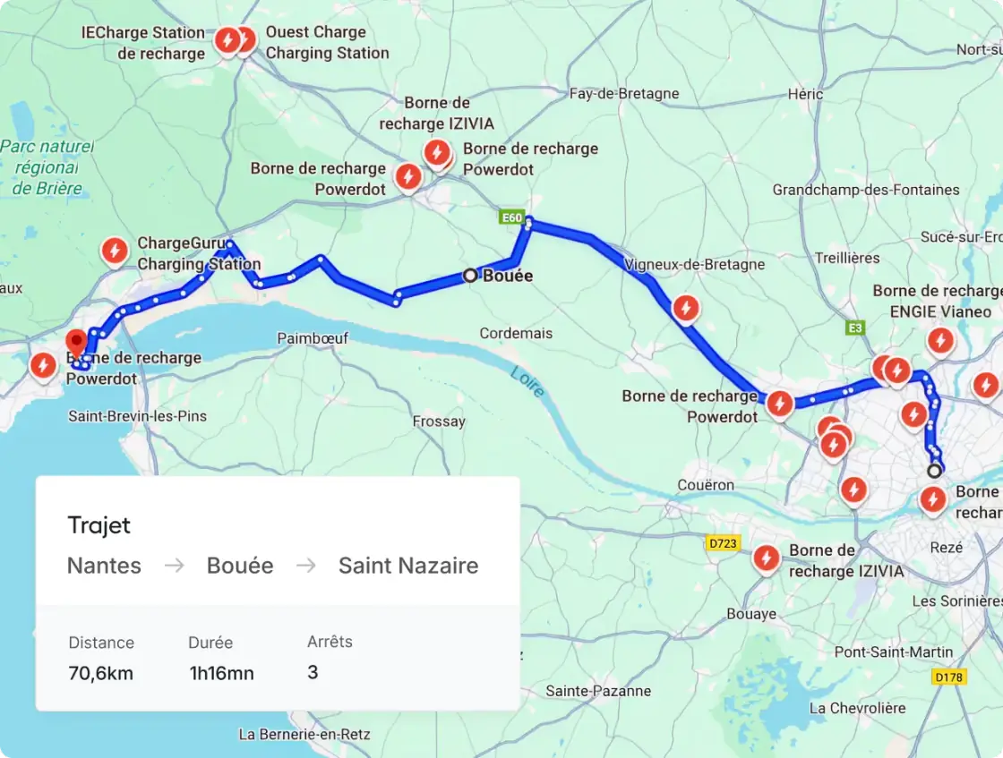 Historique détaillé d'un trajet, avec arrêts et vitesses.