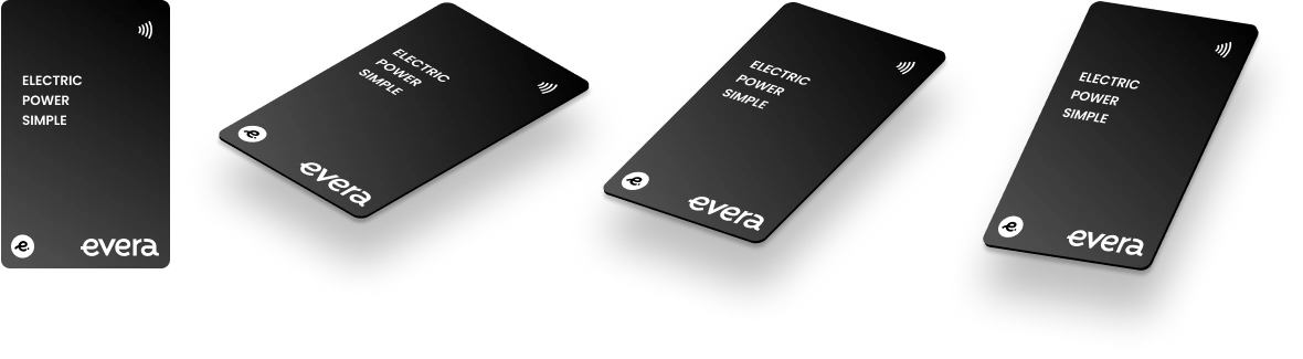 Quatre badges de recharge Evera Card noirs