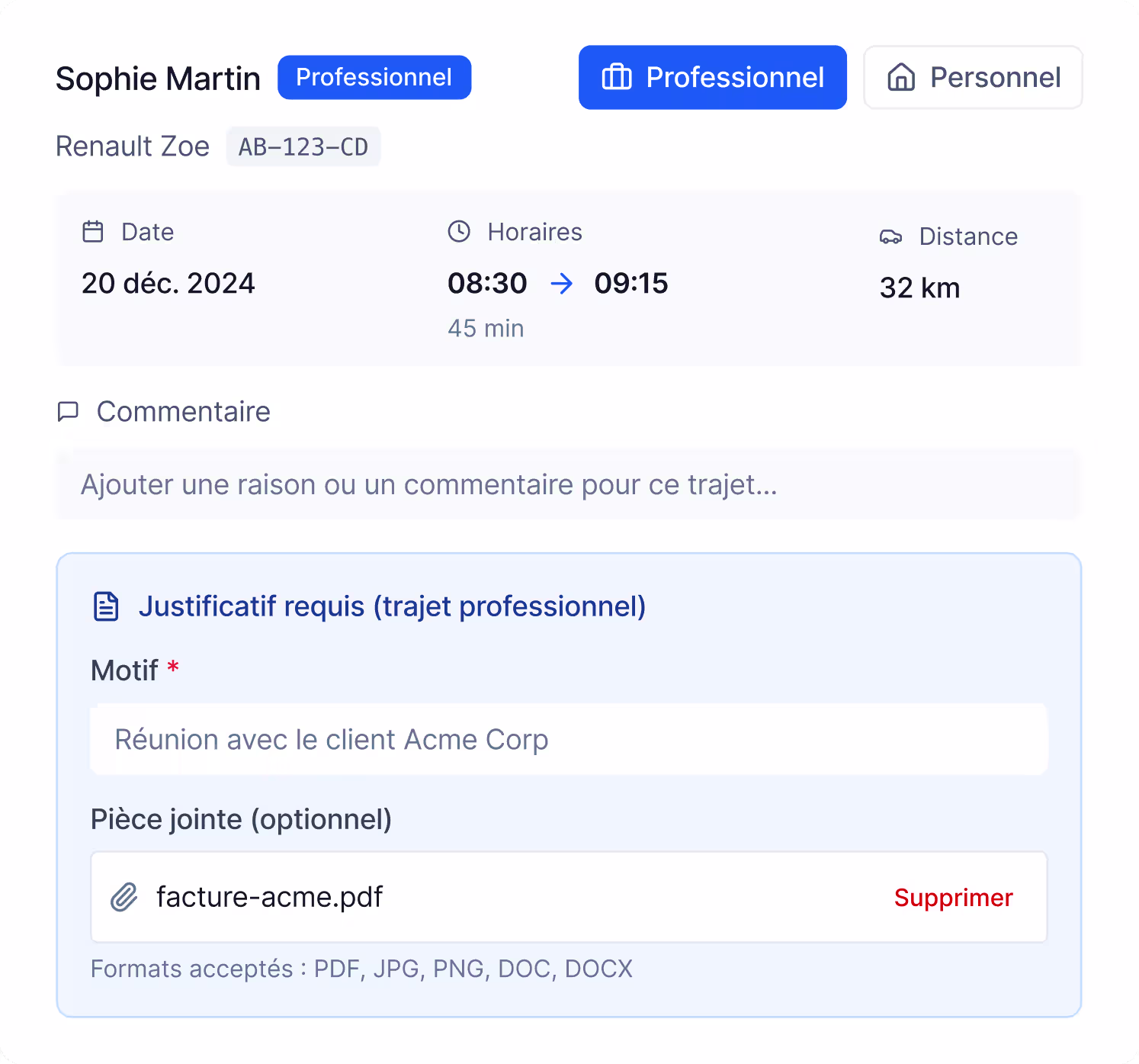 Reconstitution automatique des trajets professionnels et personnels